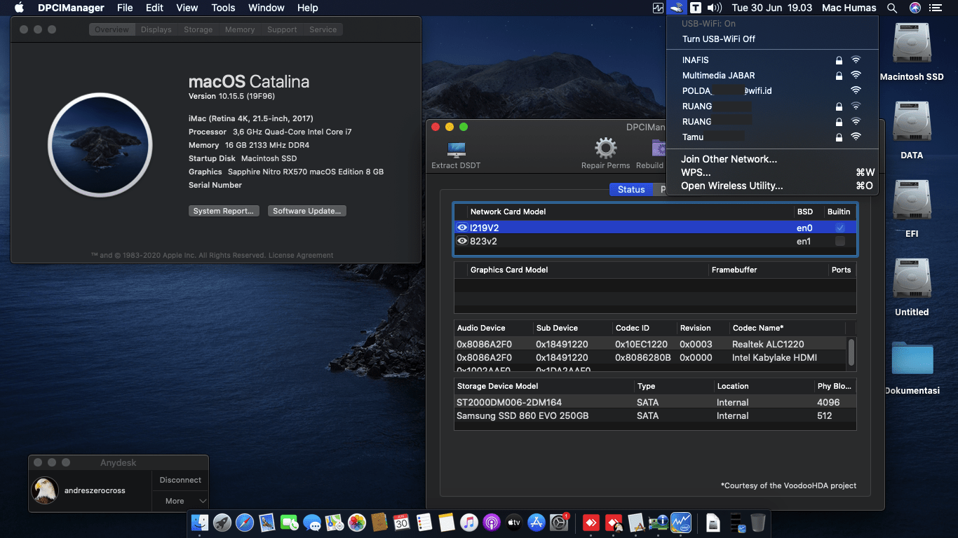 Success Hackintosh macOS Catalina 10.15.5 Build 19F96 in Asrock Z270 Extreme 4 + Intel Core i7-7700 + Sapphire RX 570